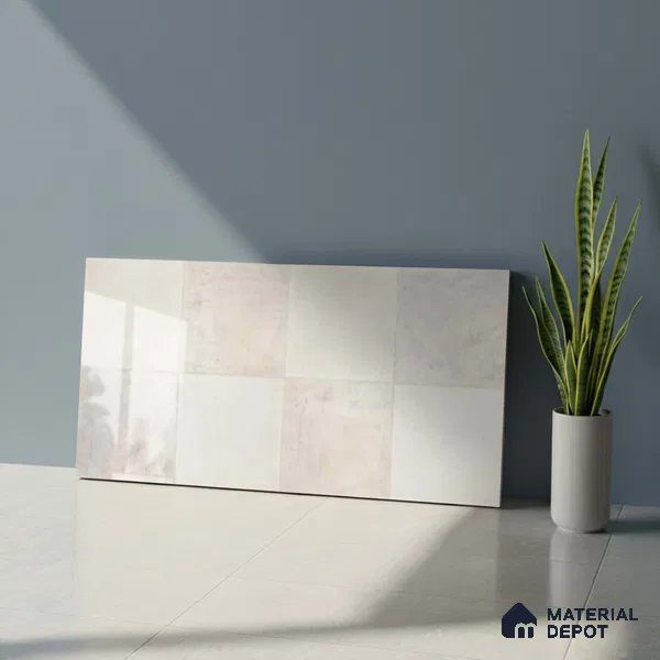 Stone Wall Tile TL 09729 24274 2 ft x 1 ft Cream Ceramic Glossy Finish Light Tile - 9 mm | Ideal for Bathroom, Kitchen