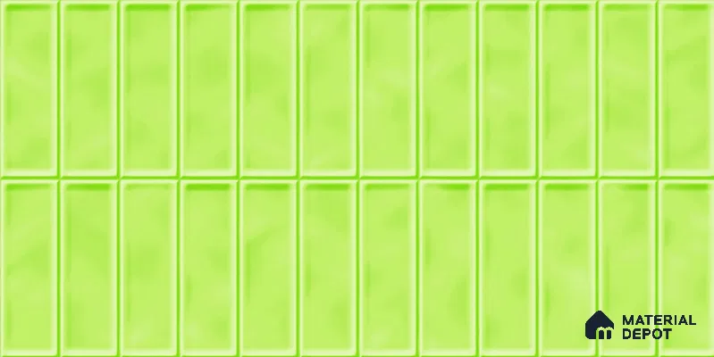 Faux Subway Tile TL 08028 B  Coolbloom Green 2 ft x 1 ft Ceramic Glossy Finish - 9 mm | Suitable for Bathroom & Kitchen | Please Expect a Slight Variation of Pattern