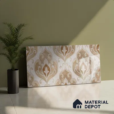 Patterned Wall Tile TL 09736 C 25145 2 ft x 1 ft Multi Colour Ceramic Glossy Finish Highlighter 1 Tile - 9 mm | Ideal for Bathroom, Kitchen | Please Expect a Slight Variation of Pattern