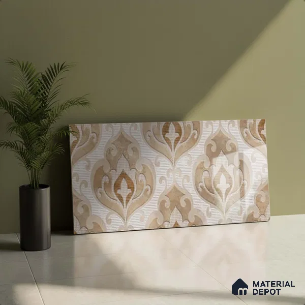 Patterned Wall Tile TL 09736 C 25145 2 ft x 1 ft Multi Colour Ceramic Glossy Finish Highlighter 1 Tile - 9 mm | Ideal for Bathroom, Kitchen | Please Expect a Slight Variation of Pattern