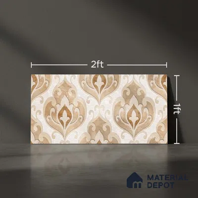 Patterned Wall Tile TL 09736 C 25145 2 ft x 1 ft Multi Colour Ceramic Glossy Finish Highlighter 1 Tile - 9 mm | Ideal for Bathroom, Kitchen | Please Expect a Slight Variation of Pattern
