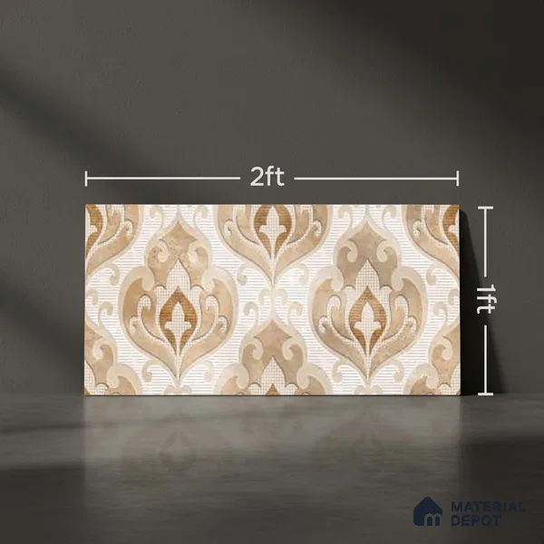 Patterned Wall Tile TL 09736 C 25145 2 ft x 1 ft Multi Colour Ceramic Glossy Finish Highlighter 1 Tile - 9 mm | Ideal for Bathroom, Kitchen | Please Expect a Slight Variation of Pattern