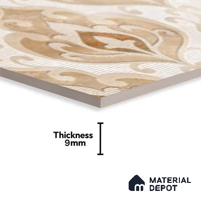 Patterned Wall Tile TL 09736 C 25145 2 ft x 1 ft Multi Colour Ceramic Glossy Finish Highlighter 1 Tile - 9 mm | Ideal for Bathroom, Kitchen | Please Expect a Slight Variation of Pattern
