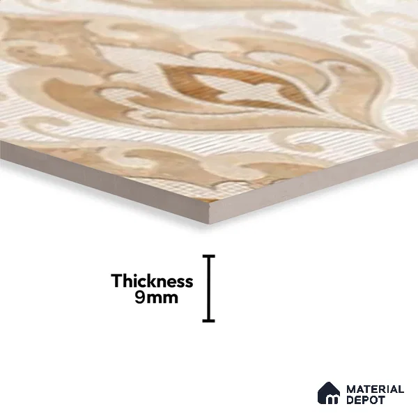 Patterned Wall Tile TL 09736 C 25145 2 ft x 1 ft Multi Colour Ceramic Glossy Finish Highlighter 1 Tile - 9 mm | Ideal for Bathroom, Kitchen | Please Expect a Slight Variation of Pattern