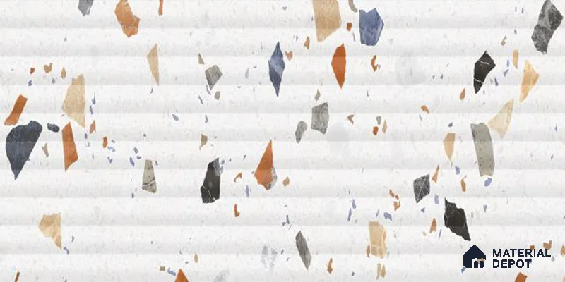 Terrazzo Wall Tile TL 09746 B  2 ft x 1 ft White Ceramic Glossy Finish Decor 1 Tile - 9 mm | Ideal for Bathroom, Kitchen