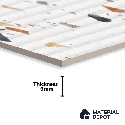 Terrazzo Wall Tile TL 09746 B  2 ft x 1 ft White Ceramic Glossy Finish Decor 1 Tile - 9 mm | Ideal for Bathroom, Kitchen