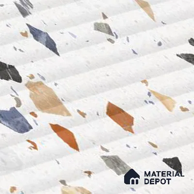 Terrazzo Wall Tile TL 09746 C  2 ft x 1 ft White Ceramic Glossy Finish Decor 2 Tile - 9 mm | Ideal for Bathroom, Kitchen