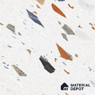 Terrazzo Wall Tile TL 09746  2 ft x 1 ft White Ceramic Glossy Finish Light Tile - 9 mm | Ideal for Bathroom, Kitchen