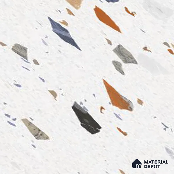 Terrazzo Wall Tile TL 09746 2 ft x 1 ft White Ceramic Glossy Finish Light Tile - 9 mm | Ideal for Bathroom, Kitchen