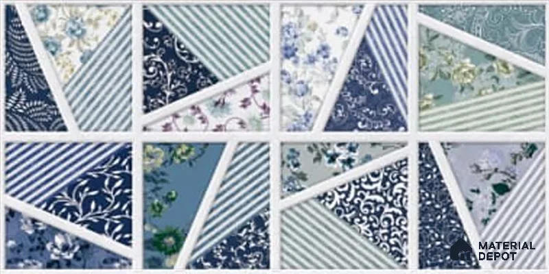 Patterned Wall Tile TL 09733 C 225017 2 ft x 1 ft Blue Ceramic Glossy Finish Highlighter 1 Tile - 9 mm | Ideal for Bathroom, Kitchen | Please Expect a Slight Variation of Pattern