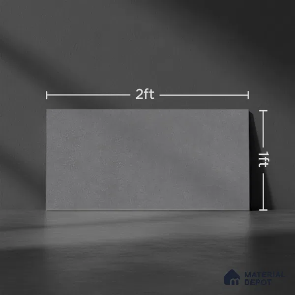 Stone Wall Tile TL 09996 C Leafty Gray 2 ft x 1 ft Black Ceramic Glue Matte Finish Plain Gray Tile - 9 mm | Ideal for Living Room, Bathroom, Kitchen
