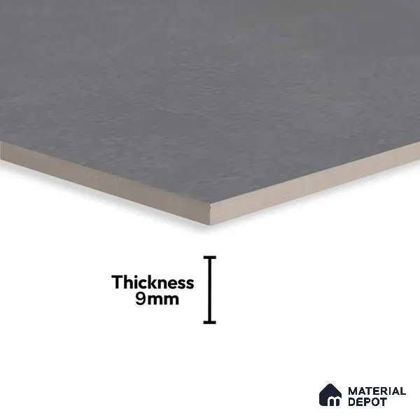 Stone Wall Tile TL 09996 C Leafty Gray 2 ft x 1 ft Black Ceramic Glue Matte Finish Plain Gray Tile - 9 mm | Ideal for Living Room, Bathroom, Kitchen