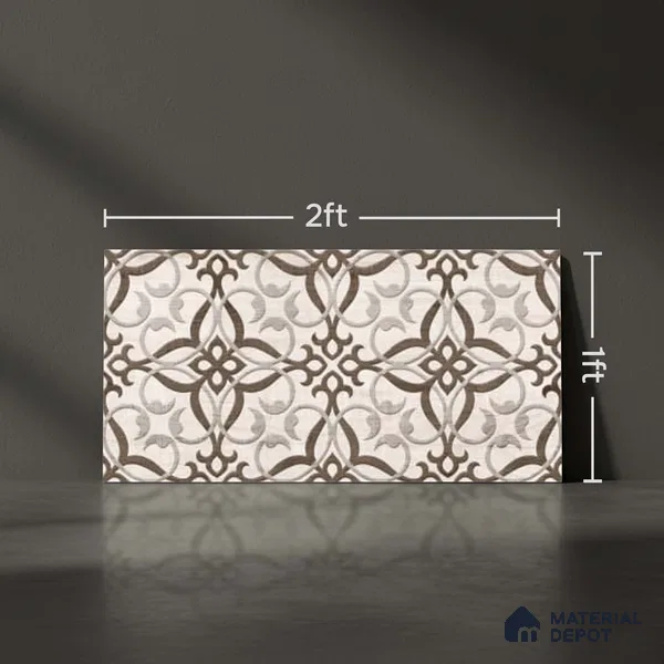 Patterned Wall Tile TL 09737 C 25146 2 ft x 1 ft Multi Colour Ceramic Glossy Finish Highlighter 1 Tile - 9 mm | Ideal for Bathroom, Kitchen | Please Expect a Slight Variation of Pattern