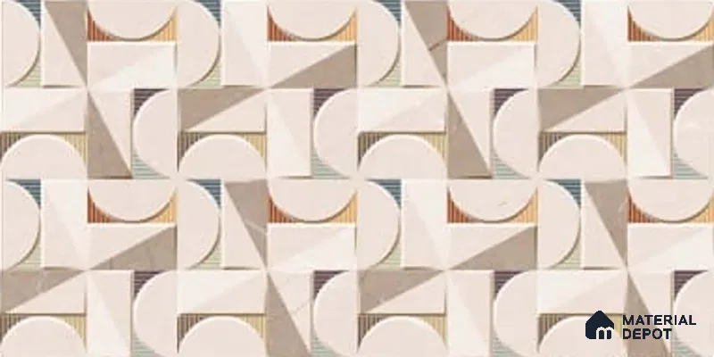 Patterned Wall Tile TL 09734 C 25110 2 ft x 1 ft Beige Ceramic Glossy Finish Highlighter 1 Tile - 9 mm | Ideal for Bathroom, Kitchen | Please Expect a Slight Variation of Pattern