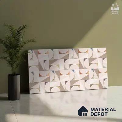 Patterned Wall Tile TL 09734 C 25110 2 ft x 1 ft Beige Ceramic Glossy Finish Highlighter 1 Tile - 9 mm | Ideal for Bathroom, Kitchen | Please Expect a Slight Variation of Pattern