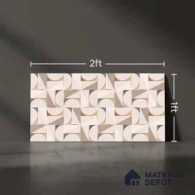 Patterned Wall Tile TL 09734 C 25110 2 ft x 1 ft Beige Ceramic Glossy Finish Highlighter 1 Tile - 9 mm | Ideal for Bathroom, Kitchen | Please Expect a Slight Variation of Pattern