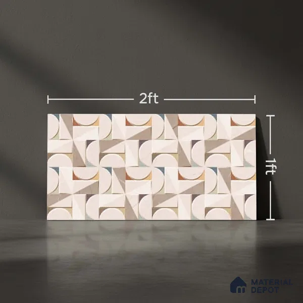 Patterned Wall Tile TL 09734 C 25110 2 ft x 1 ft Beige Ceramic Glossy Finish Highlighter 1 Tile - 9 mm | Ideal for Bathroom, Kitchen | Please Expect a Slight Variation of Pattern