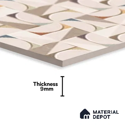 Patterned Wall Tile TL 09734 C 25110 2 ft x 1 ft Beige Ceramic Glossy Finish Highlighter 1 Tile - 9 mm | Ideal for Bathroom, Kitchen | Please Expect a Slight Variation of Pattern