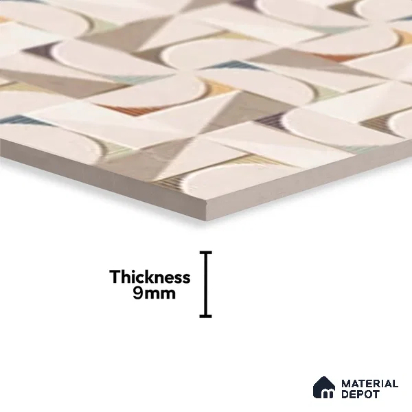 Patterned Wall Tile TL 09734 C 25110 2 ft x 1 ft Beige Ceramic Glossy Finish Highlighter 1 Tile - 9 mm | Ideal for Bathroom, Kitchen | Please Expect a Slight Variation of Pattern