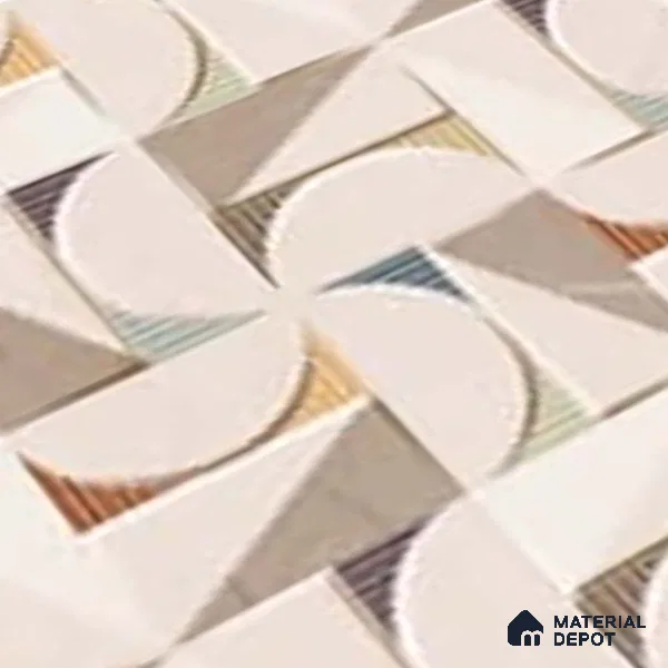 Patterned Wall Tile TL 09734 C 25110 2 ft x 1 ft Beige Ceramic Glossy Finish Highlighter 1 Tile - 9 mm | Ideal for Bathroom, Kitchen | Please Expect a Slight Variation of Pattern