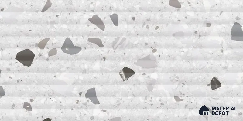 Terrazzo Wall Tile TL 09747 B  2 ft x 1 ft Grey Ceramic Glossy Finish Decor 1 Tile - 9 mm | Ideal for Bathroom, Kitchen