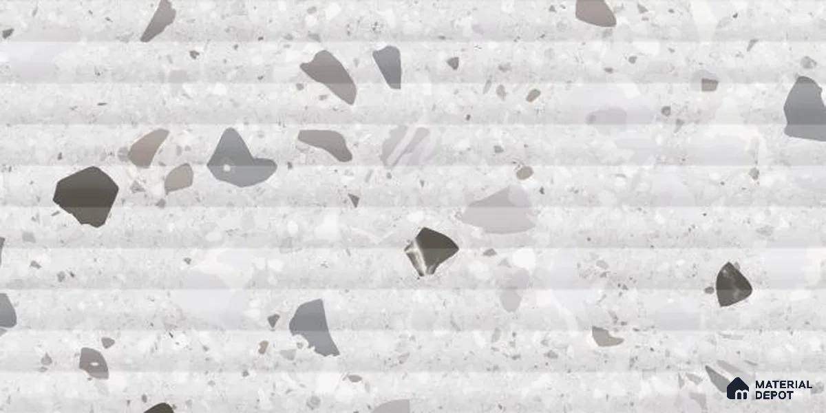 Terrazzo Wall Tile TL 09747 B  2 ft x 1 ft Grey Ceramic Glossy Finish Decor 1 Tile - 9 mm | Ideal for Bathroom, Kitchen