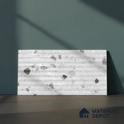 Terrazzo Wall Tile TL 09747 B  2 ft x 1 ft Grey Ceramic Glossy Finish Decor 1 Tile - 9 mm | Ideal for Bathroom, Kitchen