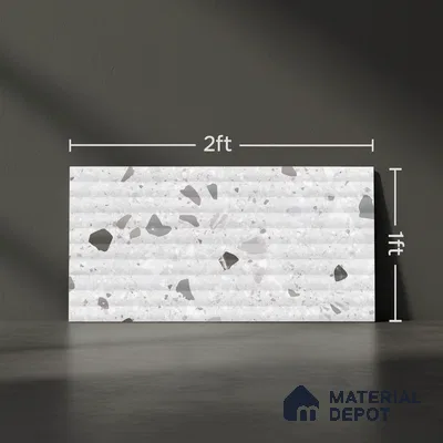 Terrazzo Wall Tile TL 09747 B  2 ft x 1 ft Grey Ceramic Glossy Finish Decor 1 Tile - 9 mm | Ideal for Bathroom, Kitchen