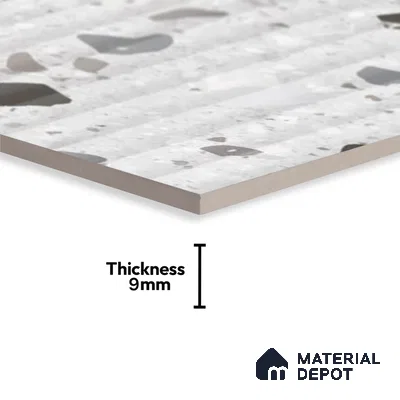 Terrazzo Wall Tile TL 09747 B  2 ft x 1 ft Grey Ceramic Glossy Finish Decor 1 Tile - 9 mm | Ideal for Bathroom, Kitchen