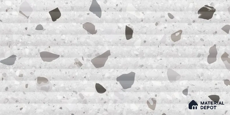 Terrazzo Wall Tile TL 09747 C  2 ft x 1 ft Grey Ceramic Glossy Finish Decor 2 Tile - 9 mm | Ideal for Bathroom, Kitchen