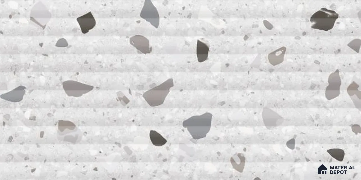 Terrazzo Wall Tile TL 09747 C 2 ft x 1 ft Grey Ceramic Glossy Finish Decor 2 Tile - 9 mm | Ideal for Bathroom, Kitchen