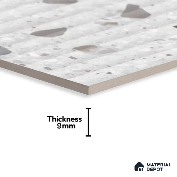 Terrazzo Wall Tile TL 09747 C 2 ft x 1 ft Grey Ceramic Glossy Finish Decor 2 Tile - 9 mm | Ideal for Bathroom, Kitchen