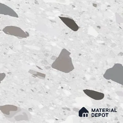 Terrazzo Wall Tile TL 09747  2 ft x 1 ft Grey Ceramic Glossy Finish Light Tile - 9 mm | Ideal for Bathroom, Kitchen
