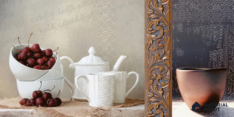 Patterned Wall Tile TL 09730 Aldhano White Decor 2 2 ft x 1 ft  Ceramic Glossy Finish Highlighter Tile - 9 mm | Ideal for Bathroom, Kitchen | Please Expect a Slight Variation of Pattern