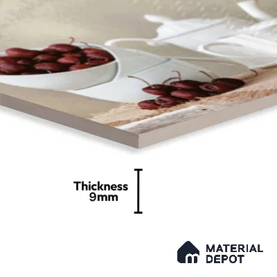 Patterned Wall Tile TL 09730 Aldhano White Decor 2 2 ft x 1 ft  Ceramic Glossy Finish Highlighter Tile - 9 mm | Ideal for Bathroom, Kitchen | Please Expect a Slight Variation of Pattern