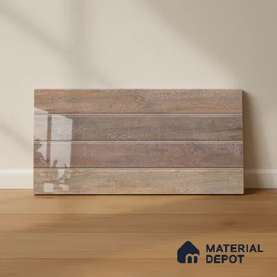 Wood Wall Tile TL 09728 C 24200 2 ft x 1 ft Brown Ceramic Glossy Finish Dark Tile - 9 mm | Ideal for Bathroom, Kitchen