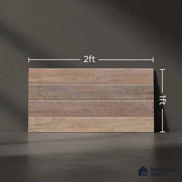 Wood Wall Tile TL 09728 C 24200 2 ft x 1 ft Brown Ceramic Glossy Finish Dark Tile - 9 mm | Ideal for Bathroom, Kitchen
