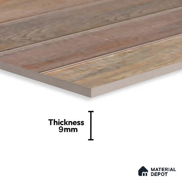 Wood Wall Tile TL 09728 C 24200 2 ft x 1 ft Brown Ceramic Glossy Finish Dark Tile - 9 mm | Ideal for Bathroom, Kitchen