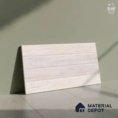 Wood Wall Tile TL 09728 24200 2 ft x 1 ft Beige Ceramic Glossy Finish Light Tile - 9 mm | Ideal for Bathroom, Kitchen