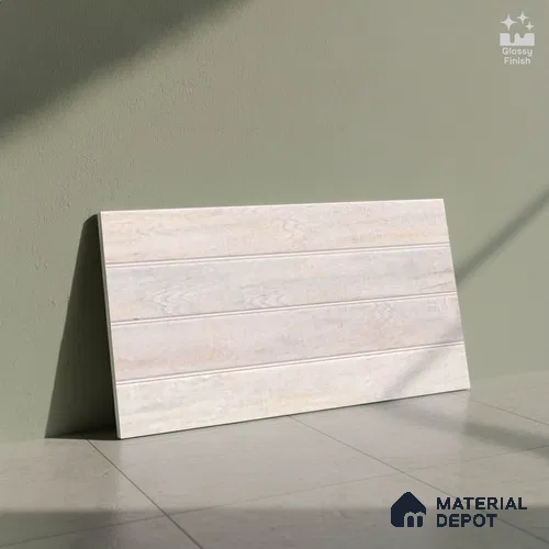 Wood Wall Tile TL 09728 24200 2 ft x 1 ft Beige Ceramic Glossy Finish Light Tile - 9 mm | Ideal for Bathroom, Kitchen