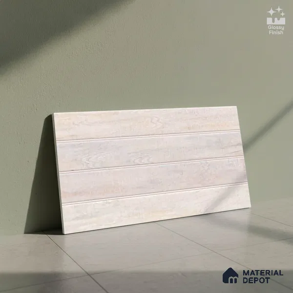 Wood Wall Tile TL 09728 24200 2 ft x 1 ft Beige Ceramic Glossy Finish Light Tile - 9 mm | Ideal for Bathroom, Kitchen