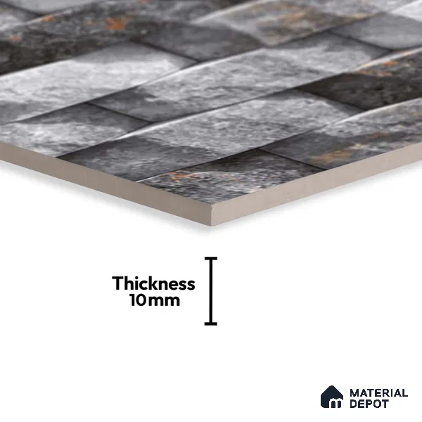 Stacked Stone Tile TL 08310 Napolio Grafito 2 ft x 1 ft Ceramic Matte Finish - 10 mm