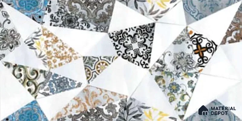 Patterned Wall Tile TL 09740 B  2 ft x 1 ft Multi Colour Ceramic Matte Finish Highlighter Tile - 9 mm | Ideal for Bathroom, Kitchen | Please Expect a Slight Variation of Pattern