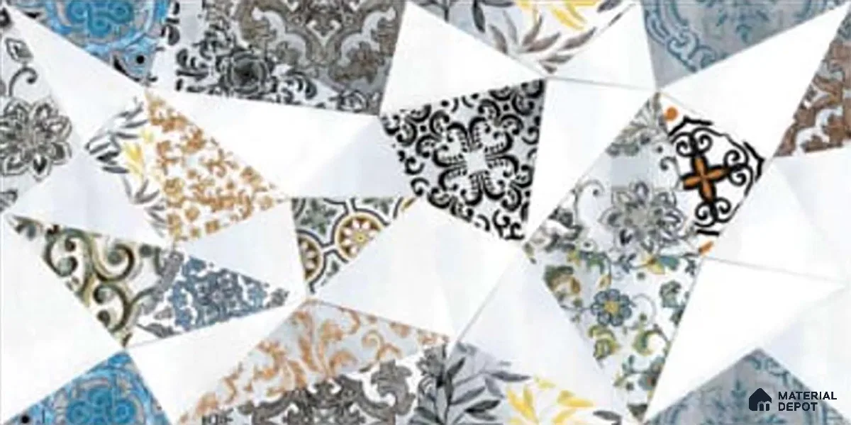 Patterned Wall Tile TL 09740 B  2 ft x 1 ft Multi Colour Ceramic Matte Finish Highlighter Tile - 9 mm | Ideal for Bathroom, Kitchen | Please Expect a Slight Variation of Pattern