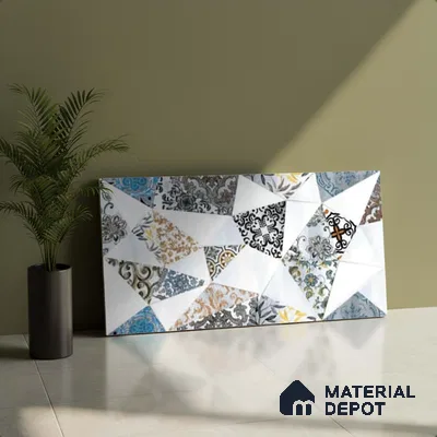 Patterned Wall Tile TL 09740 B  2 ft x 1 ft Multi Colour Ceramic Matte Finish Highlighter Tile - 9 mm | Ideal for Bathroom, Kitchen | Please Expect a Slight Variation of Pattern