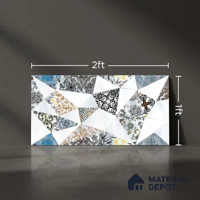 Patterned Wall Tile TL 09740 B  2 ft x 1 ft Multi Colour Ceramic Matte Finish Highlighter Tile - 9 mm | Ideal for Bathroom, Kitchen | Please Expect a Slight Variation of Pattern