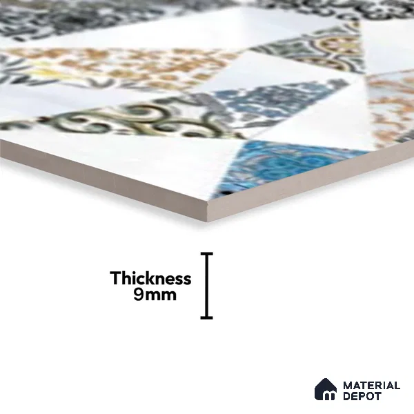 Patterned Wall Tile TL 09740 B  2 ft x 1 ft Multi Colour Ceramic Matte Finish Highlighter Tile - 9 mm | Ideal for Bathroom, Kitchen | Please Expect a Slight Variation of Pattern