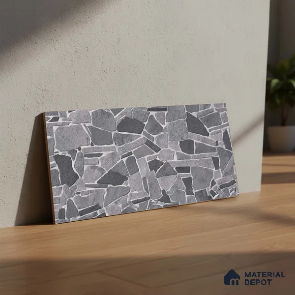 Stacked Stone Wall Tile TL 07609 Navtico Canyon 2 ft x 1 ft Ceramic Matte Finish - 9 mm | Suitable for Courtyard, Foyer, Balcony, Elevation (Sample)