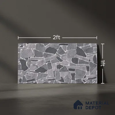 Stacked Stone Wall Tile TL 07609 Navtico Canyon 2 ft x 1 ft Ceramic Matte Finish - 9 mm | Suitable for Courtyard, Foyer, Balcony, Elevation (Sample)