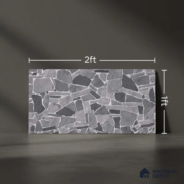 Stacked Stone Wall Tile TL 07609 Navtico Canyon 2 ft x 1 ft Ceramic Matte Finish - 9 mm | Suitable for Courtyard, Foyer, Balcony, Elevation (Sample)